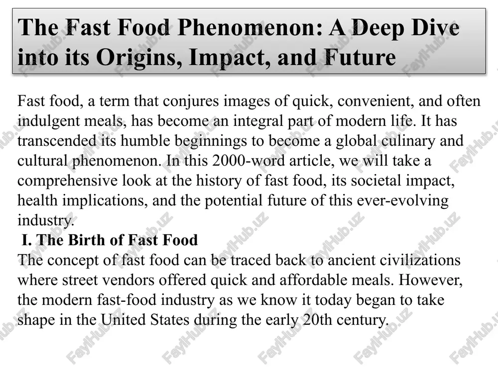 fast food industry history — PPTX