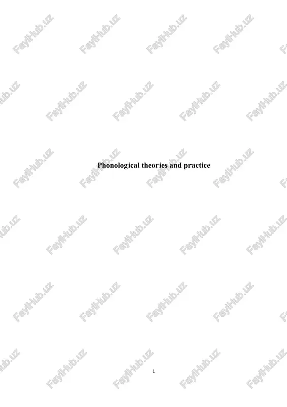 phonological theories and practice — DOC