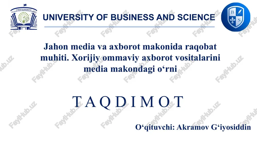 vosmava ommaviy axborot vositalari matbuotda so'z va axborot olish — PPTX