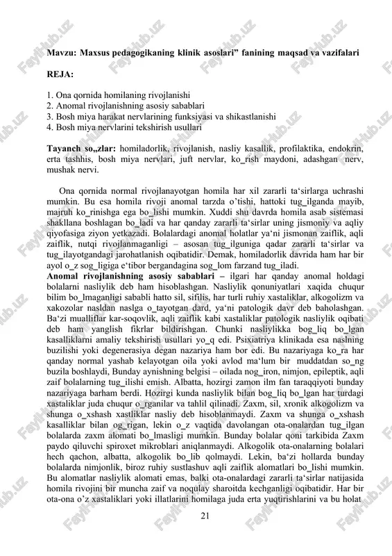 maxsus pedagogikaning klinik asoslari — DOCX