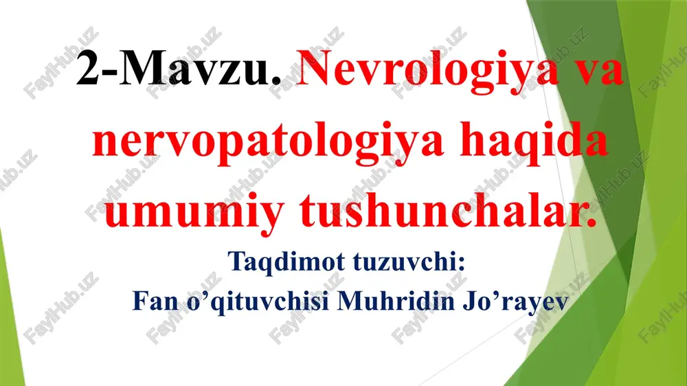 nevrologiya va nervopatologiya — PPTX