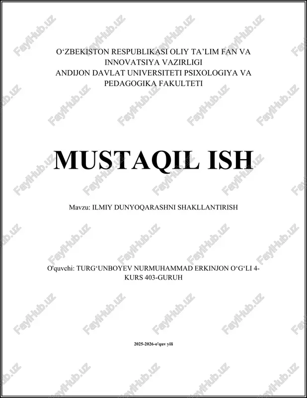 ilmiy dunyoqarashni shakllantirish — DOCX