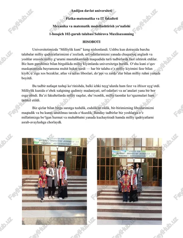 mexanika va matematik modellashtirish yoʻnalishi — DOCX