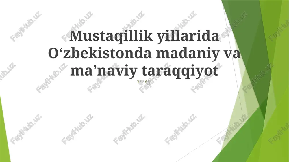 madaniy va ma'naviy rivojlanishning kelajak istiqbollari — PPTX