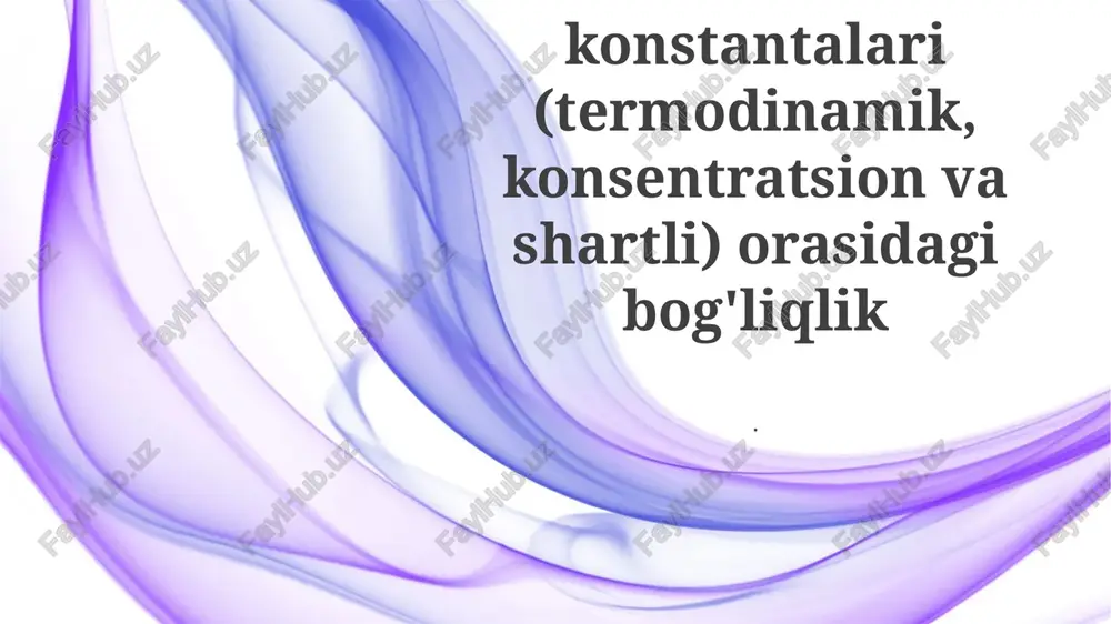 termodinamik muvozanat konstantasi (k) — PPTX
