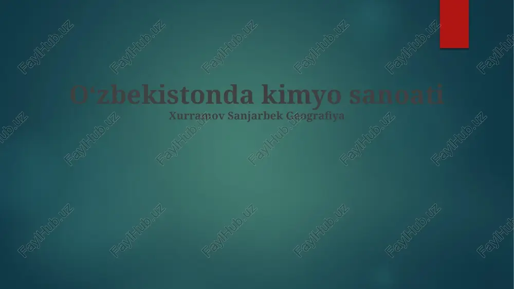 o‘zbekistonda kimyo sanoati — PPTX