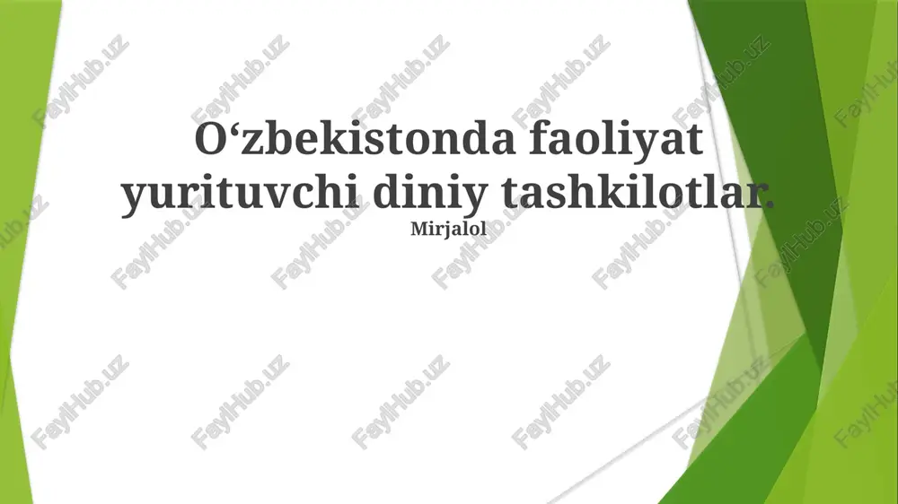 oʻzbekistonda diniy tashkilotlar — PPTX