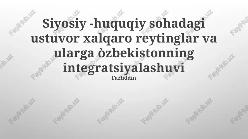 o'zbekistonning jahon reytingidagi harakati — PPTX