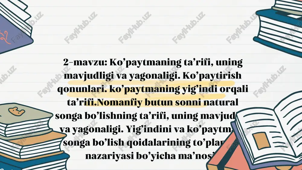 ko'paytma ta'riflari — PDF
