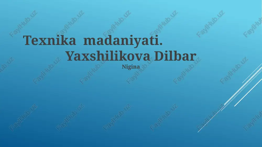 texnika madaniyati — PPTX