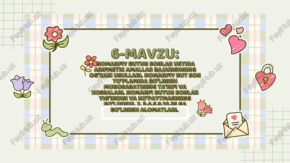 nomanfiy butun sonlar ustida — PDF