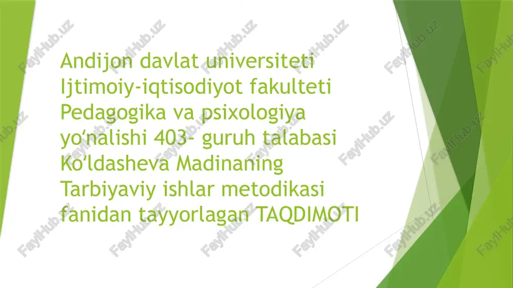 tarbiyaviy ishlar metodikasi — PPTX