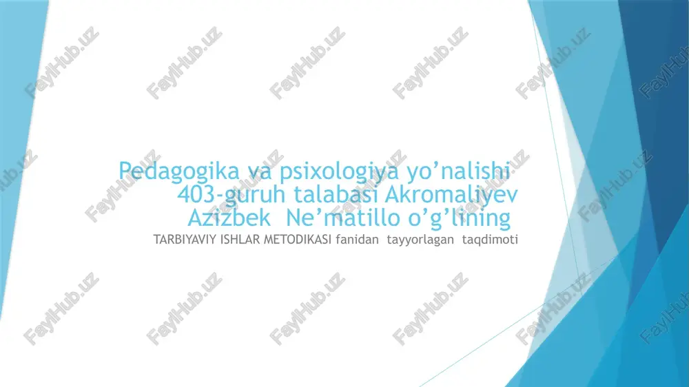 tarbiyaviy ishlar metodikasi — PPTX