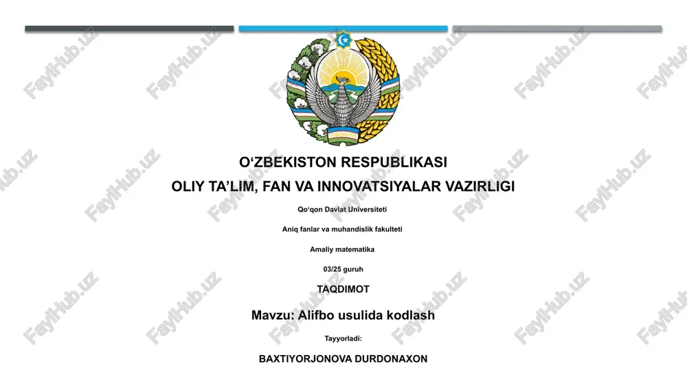 alifbo usulida kodlash — PPTX