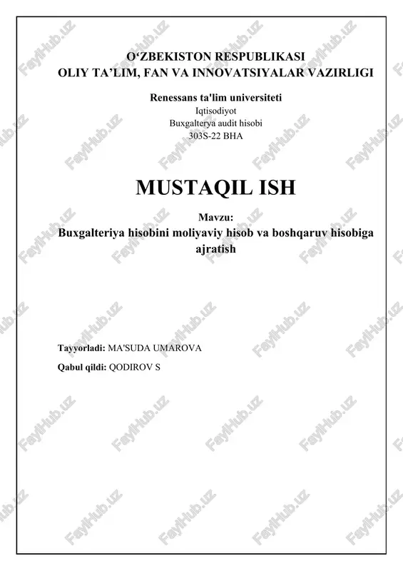 buxgalterya audit hisobi — DOCX