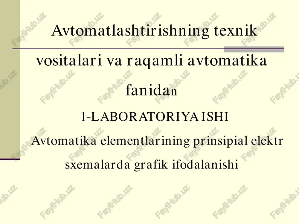 avtomatlashtirishning texnik vositalari va raqamli avtomatika — PDF