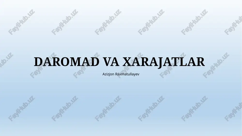 daromad va xarajatlar — PPTX