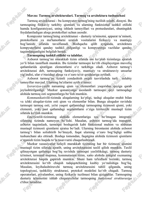tarmoq arxitekturalari — DOCX