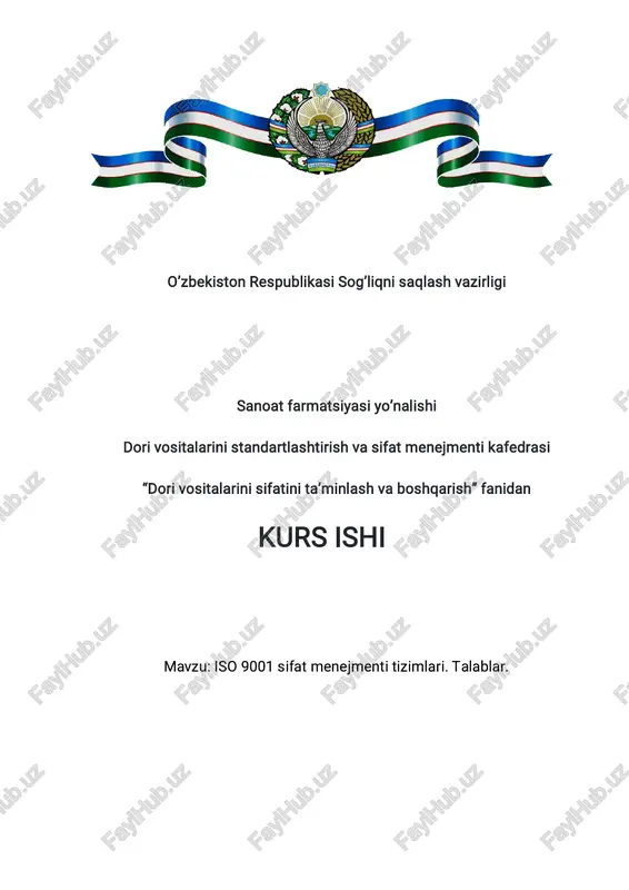 iso 9001 sifat menejmenti tizimlari — PDF