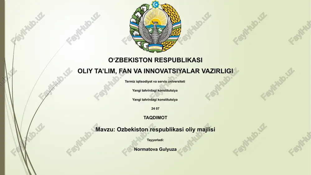 oliy majlis: tarix, tuzilma va tarkib — PPTX