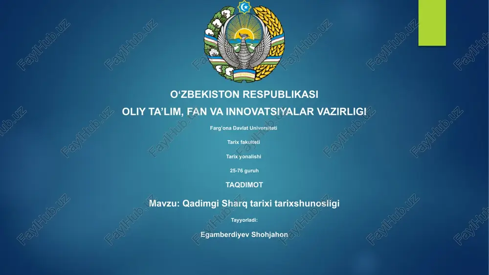 qadimgi sharq tarixi tarixshunosligi — PPTX