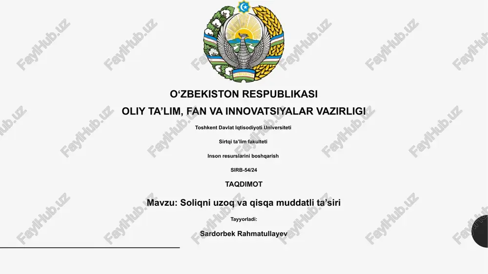 soliqni uzoq va qisqa muddatli ta’siri — PPTX