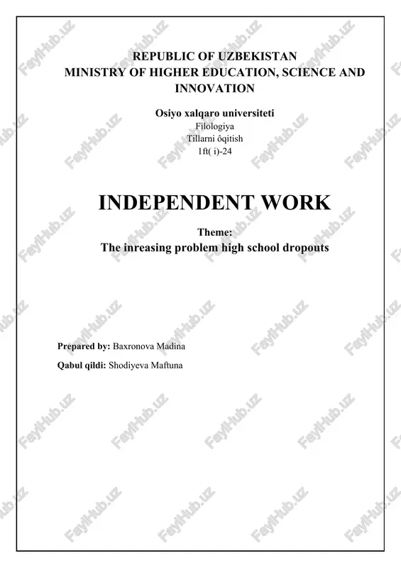 the increasing problem high school dropouts — DOCX