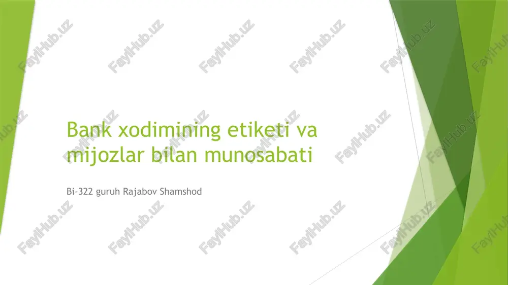 bank xodimining etiketi va mijozlar bilan munosabati — PPTX