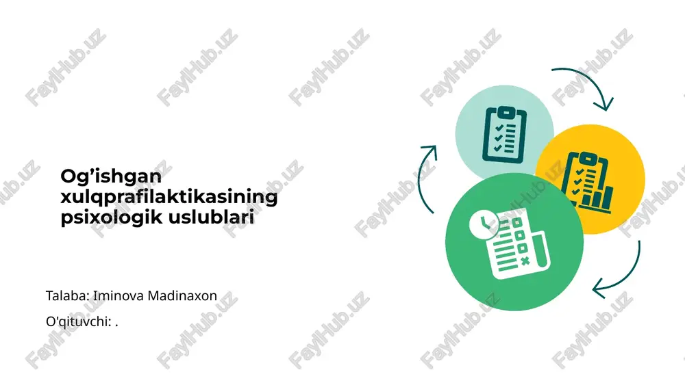 og’ishgan xulqprafilaktikasining psixologik uslublari — PPTX