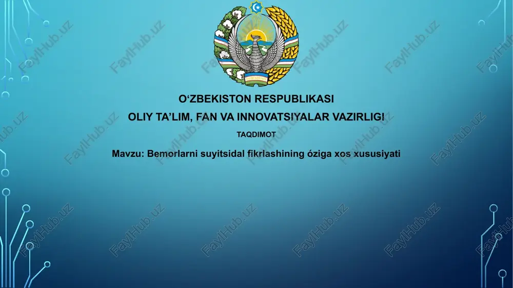suicidal fikrlashning o'ziga xos xususiyati — PPTX