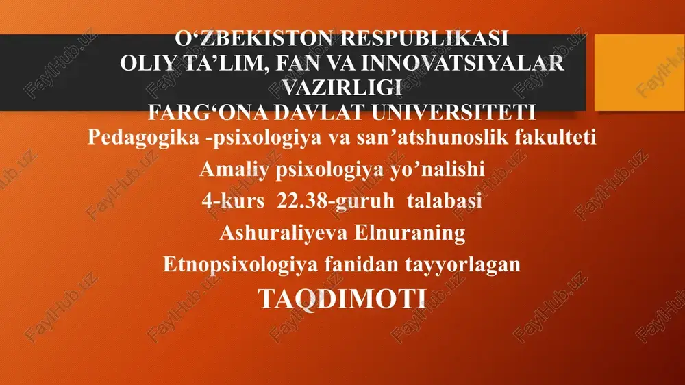 amaliy psixologiya yoʼnalishi — PPTX