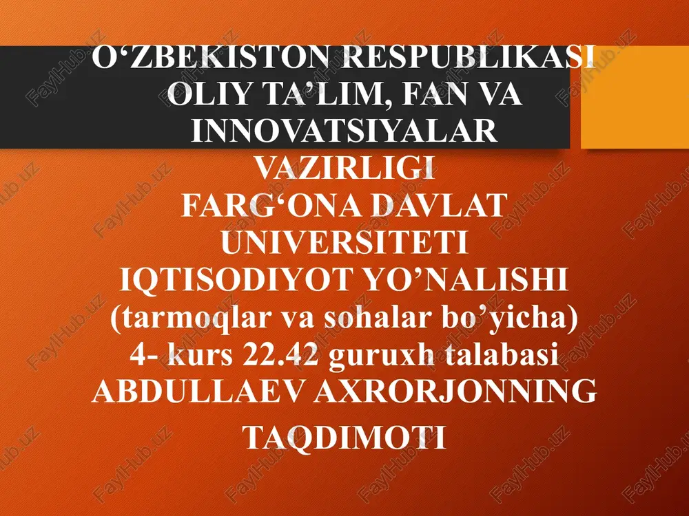 o'zbekistonda investitsiya faoliyati — PPTX