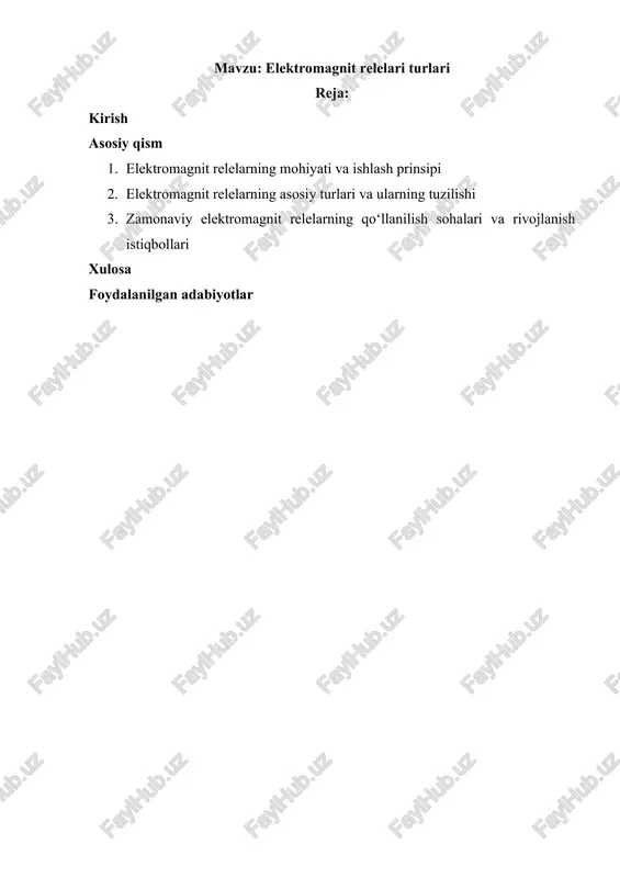elektromagnit relelari turlari — DOCX