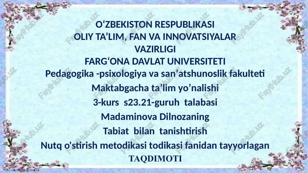 tabiat bilan tanishtirish — PPTX