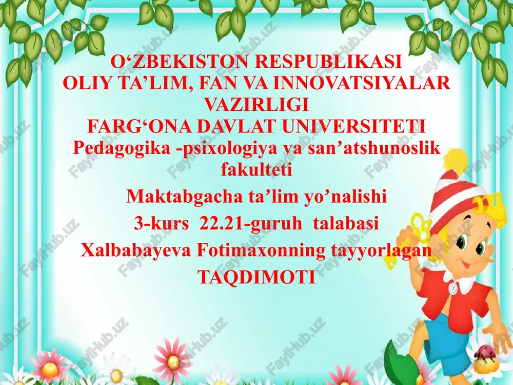 musiqa mashg'ulotlari — PPTX
