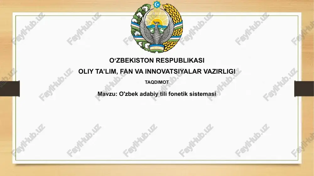 o'zbek adabiy tilifonetĭk sistematasi — PPTX