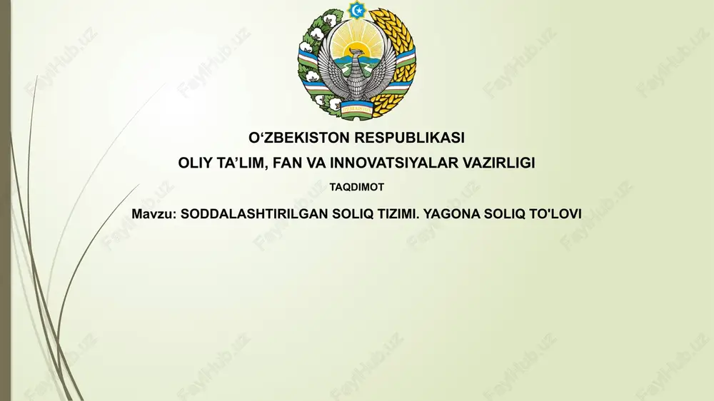 soddalashtirilgan soliq tizimi — PPTX