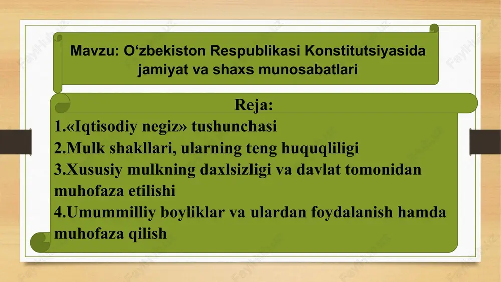 o‘zbekiston respublikasi konstitutsiyasida jamiyat va shaxs munosabatlari — PPTX