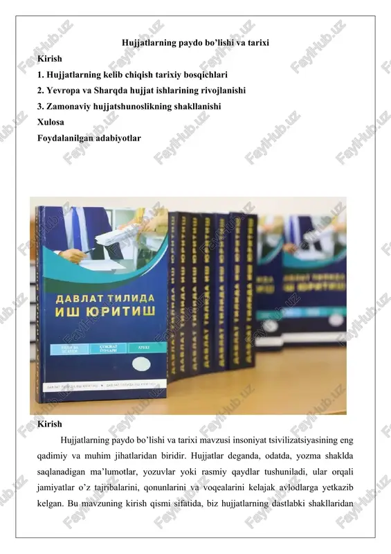 hujjatlarning paydo bo’lishi va tarixi — DOCX