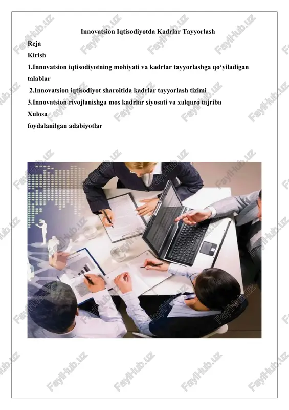 innovatsion iqtisodiyotda kadrlar tayyorlash — DOCX