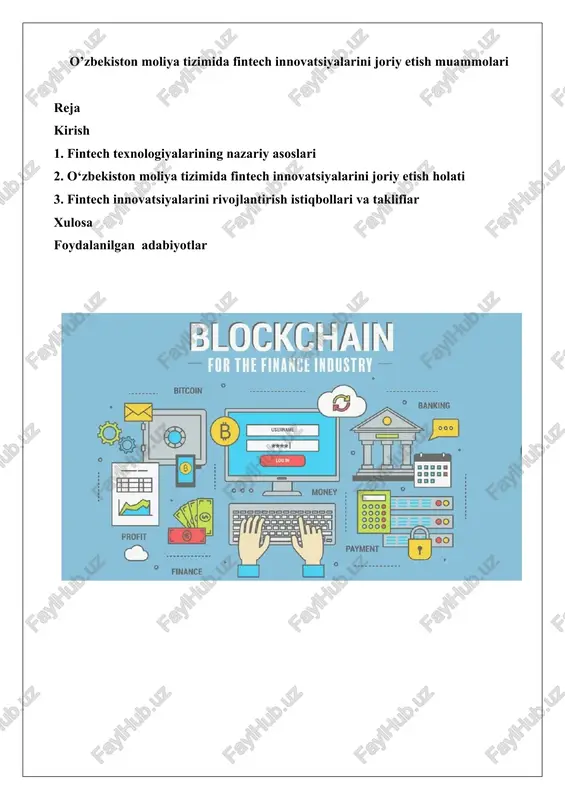 fintech innovatsiyalari o'zbekistonda — DOCX