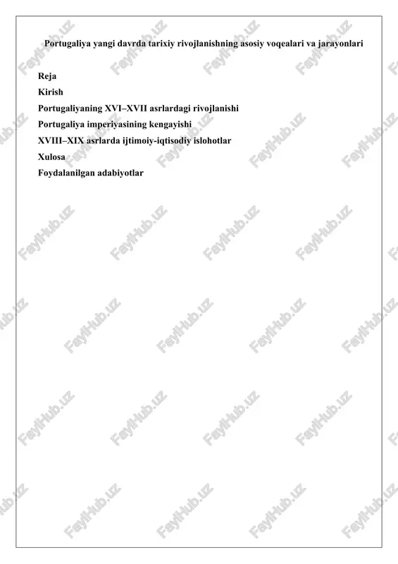 portugaliyaning tarixi — DOCX