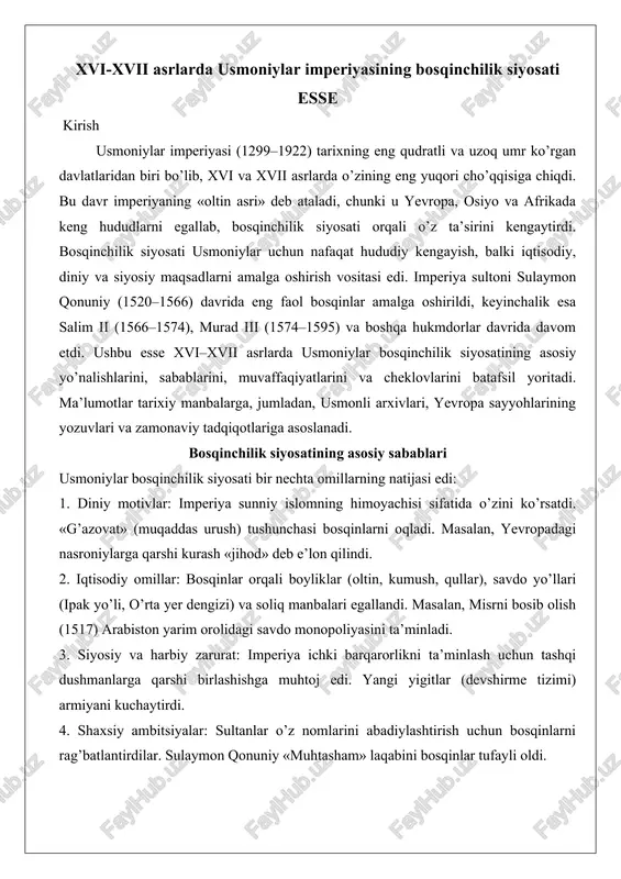 bosqinchilik siyosati — DOCX