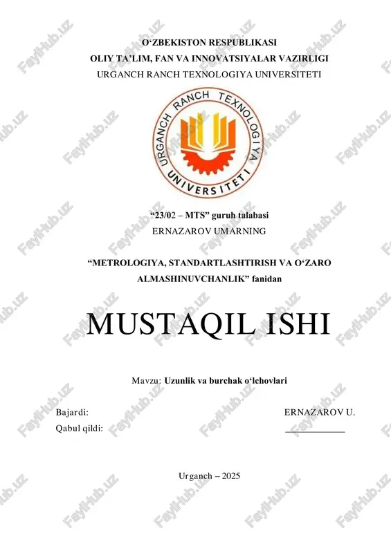 uzunlik va burchak o‘lchovlari — PDF