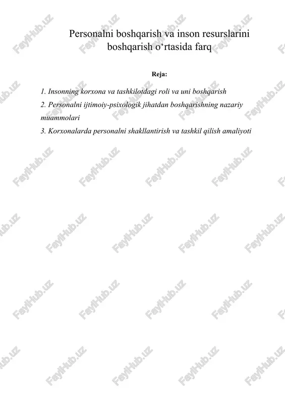 kishilarni boshqarish — DOCX