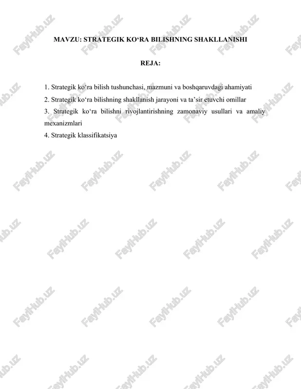 strategik ko‘ra bilish — DOCX