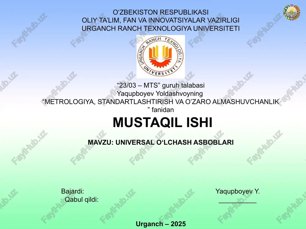 universal o‘lchash asboblari — PPTX