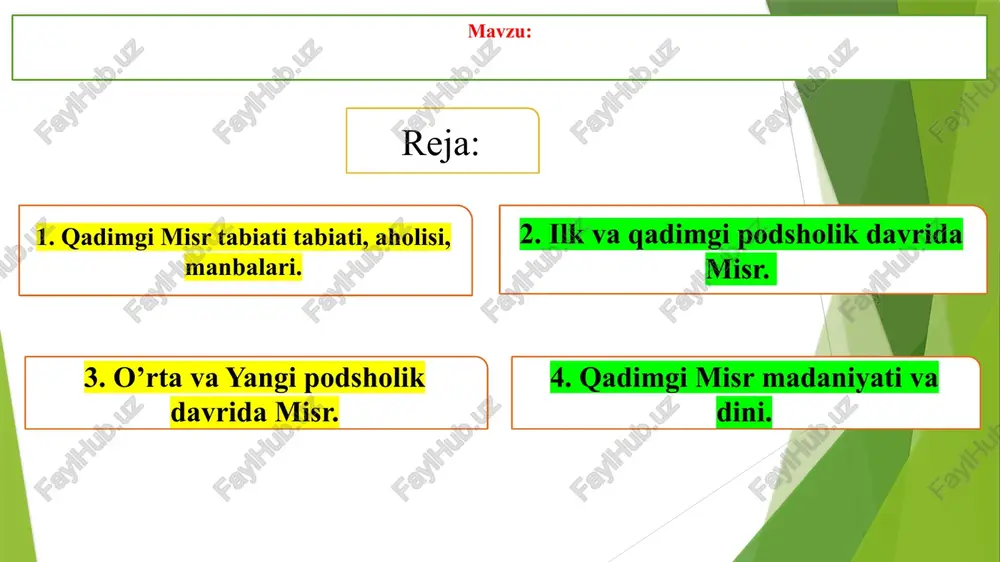 qadimgi misr madaniyati va dini — PPTX