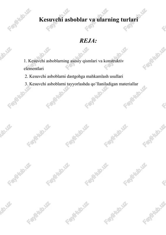 kesuvchi asboblar va ularning turlari — DOCX
