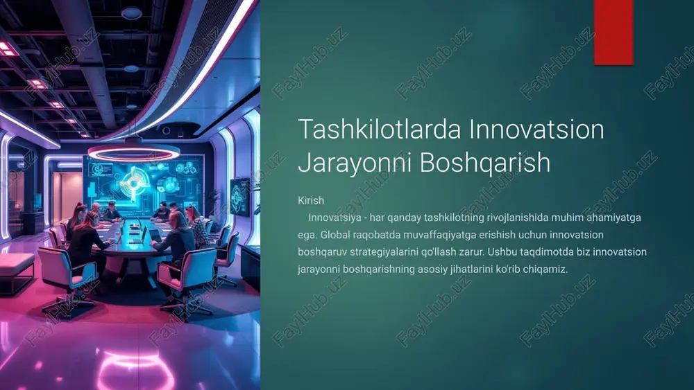 tashkilotlarda innovatsion jarayonni boshqarish — PPTX
